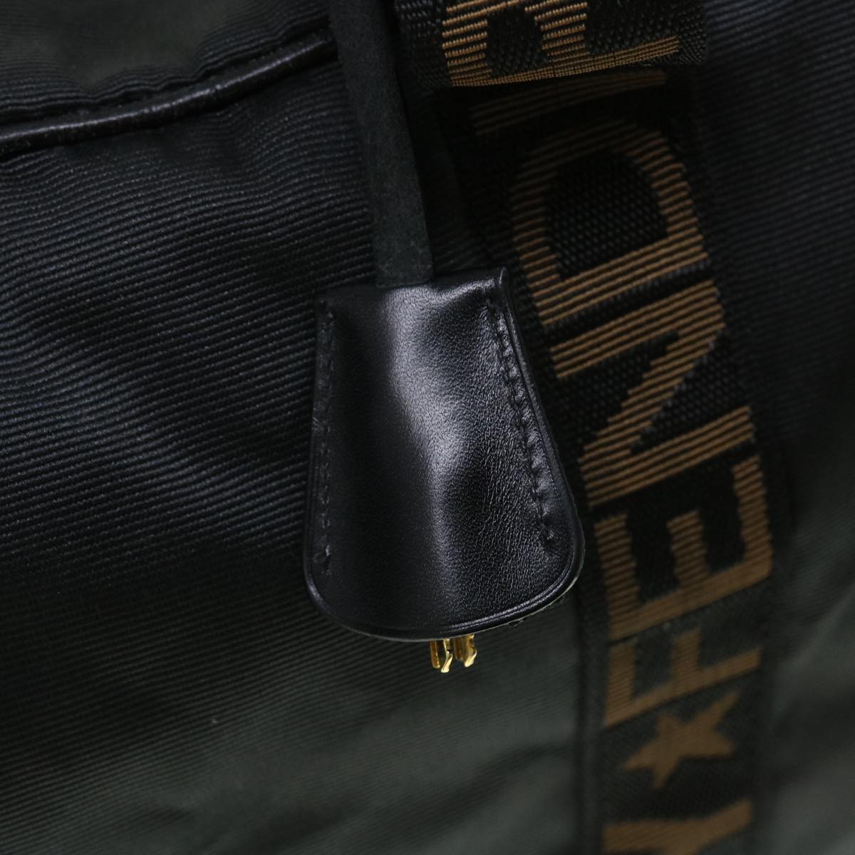 FENDI Boston Bag Nylon 2way Black Brown yb328