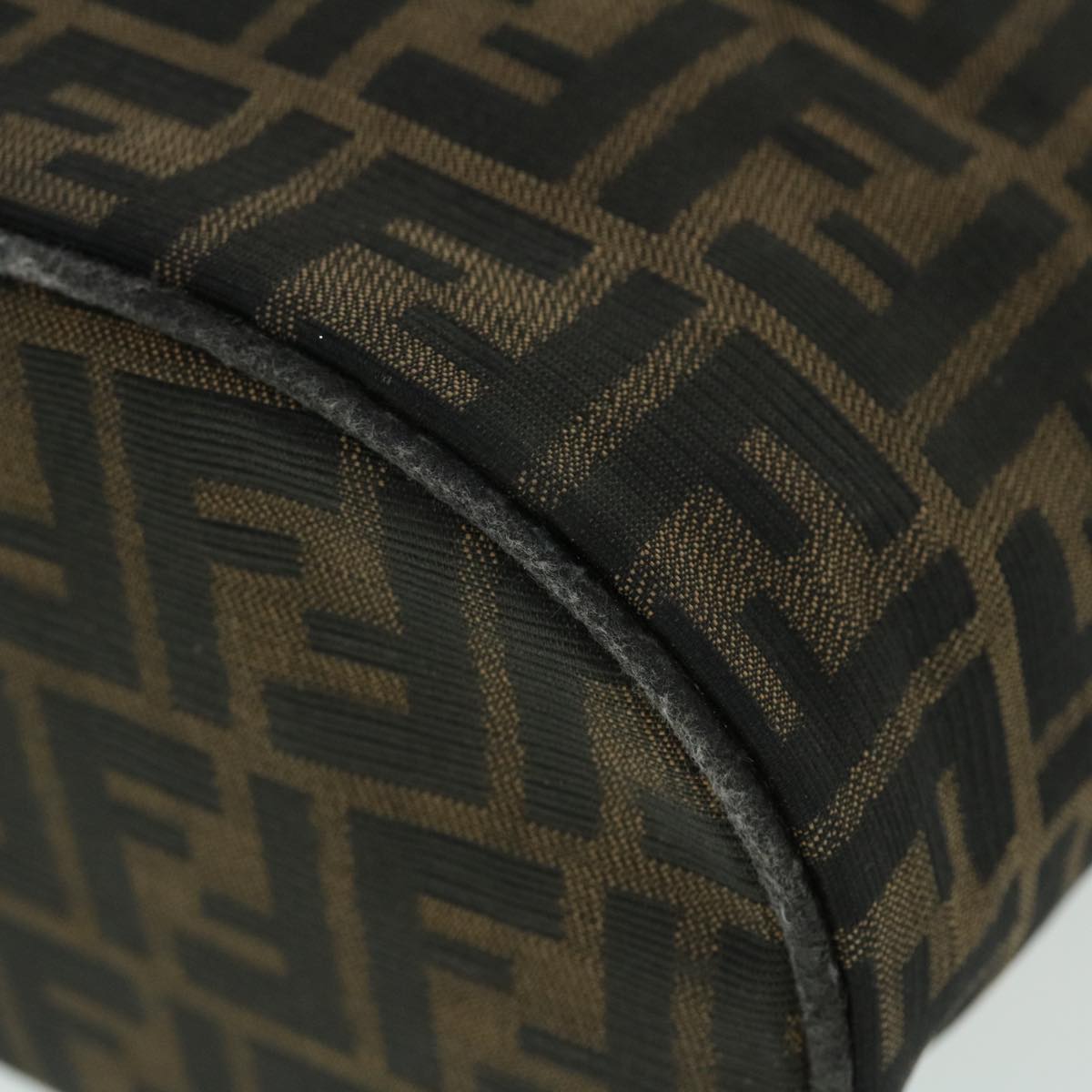 FENDI Zucca Canvas Vanity Cosmetic Pouch Nylon Brown Black yb336