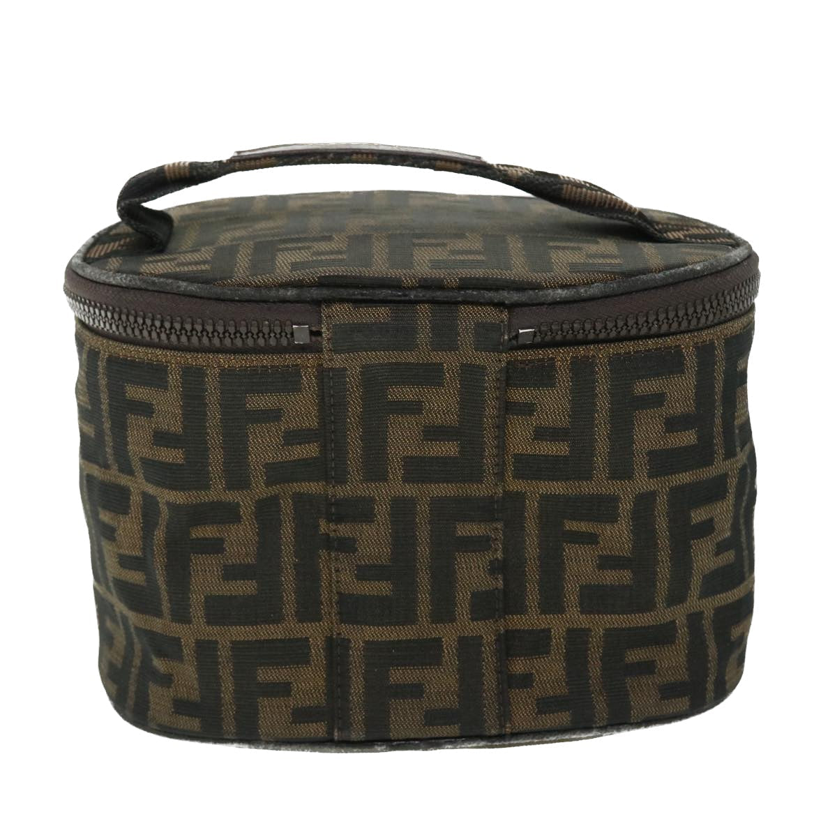 FENDI Zucca Canvas Vanity Cosmetic Pouch Nylon Brown Black yb336