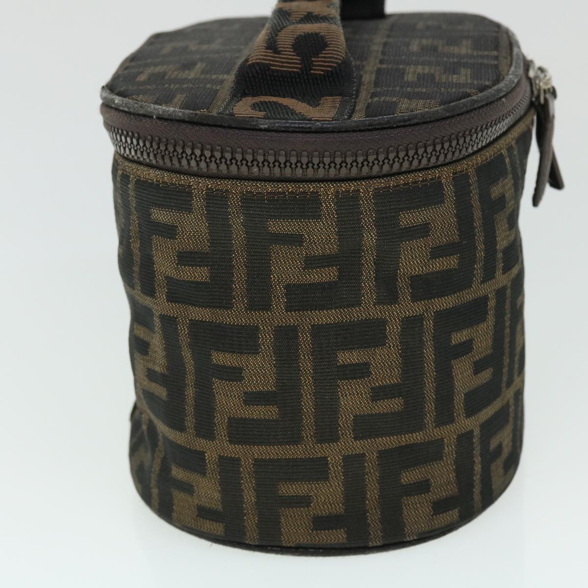 FENDI Zucca Canvas Vanity Cosmetic Pouch Nylon Brown Black yb336