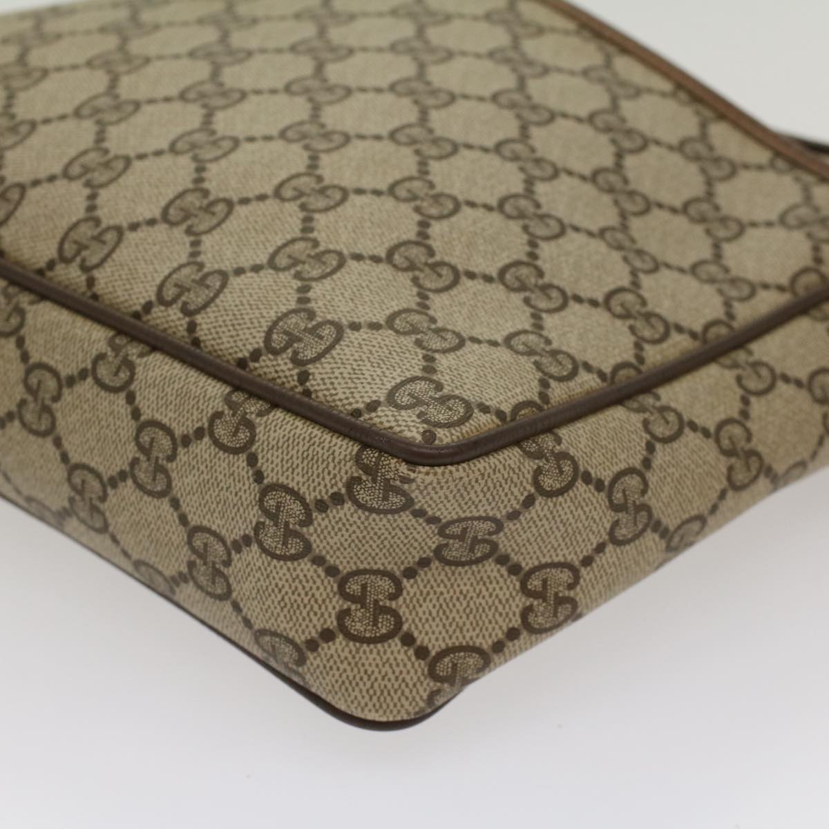 GUCCI GG Canvas Clutch Bag PVC Leather Beige yb355