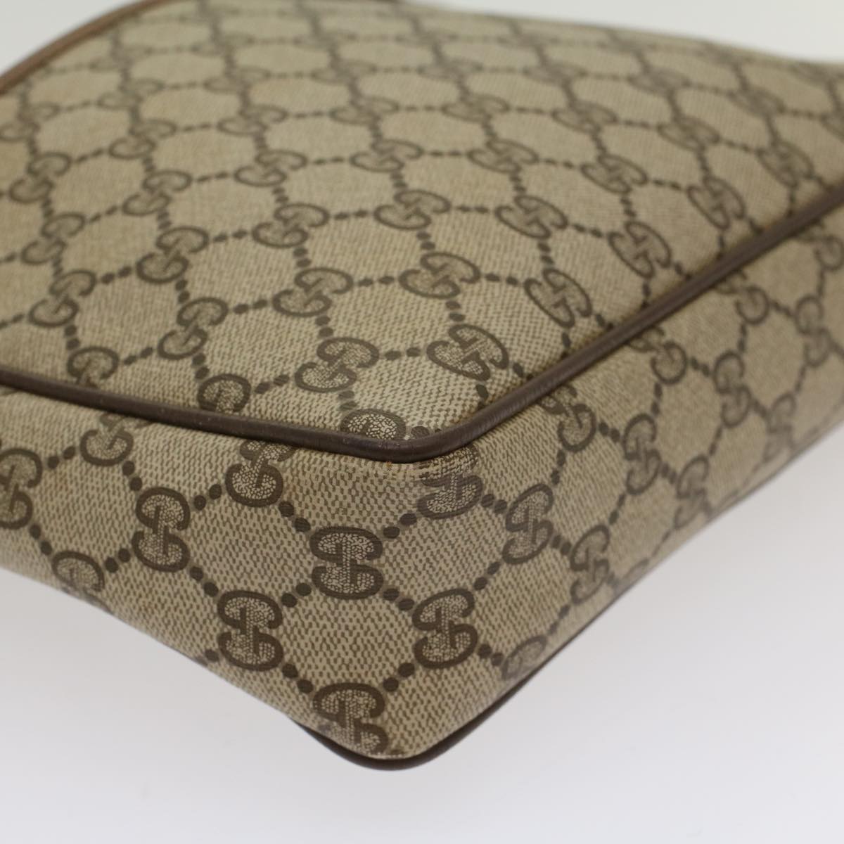 GUCCI GG Canvas Clutch Bag PVC Leather Beige yb355