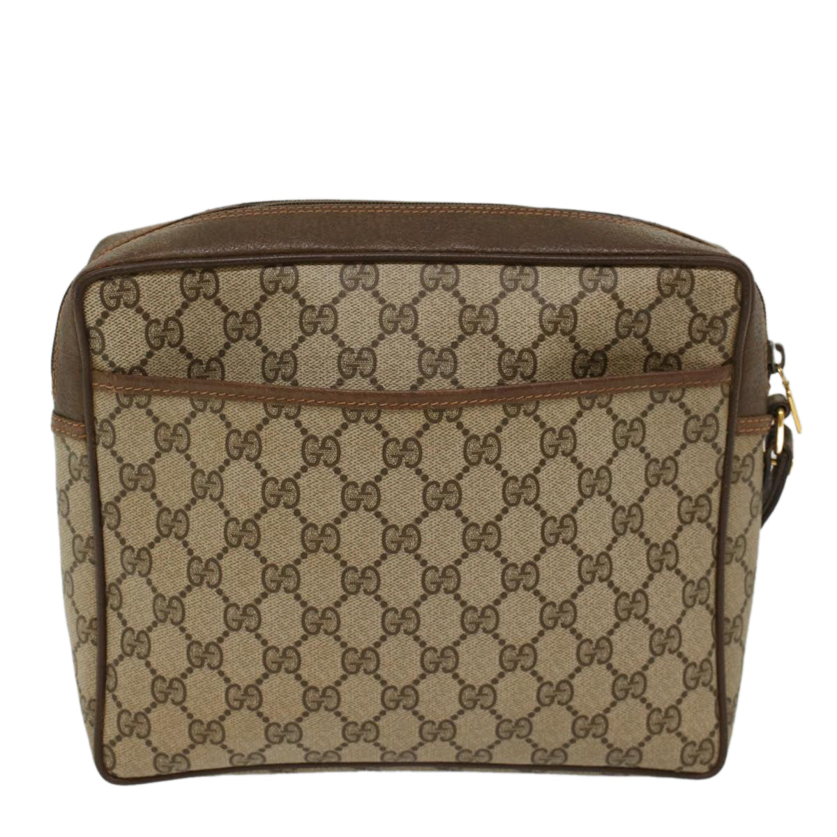 GUCCI GG Canvas Clutch Bag PVC Leather Beige yb355