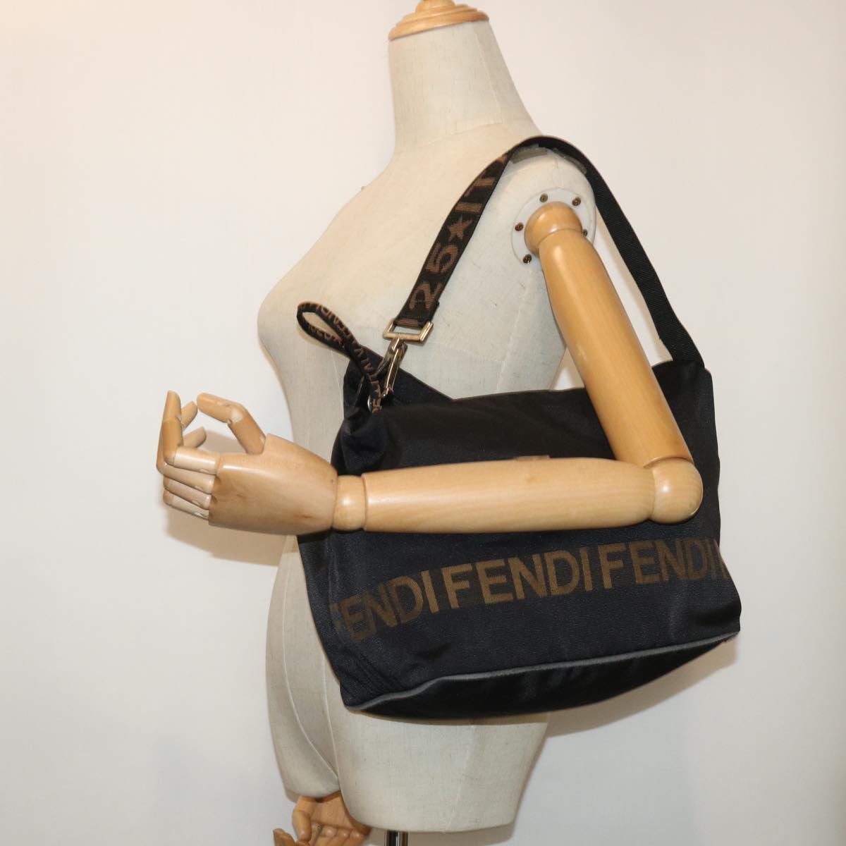 FENDI Shoulder Bag Nylon Black yb361
