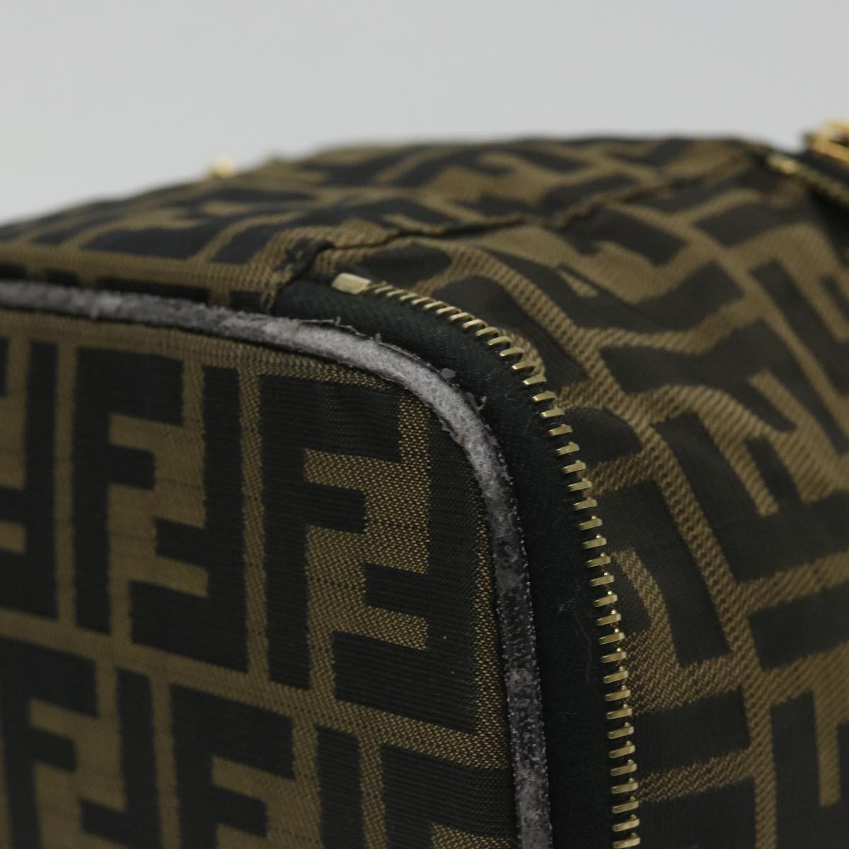 FENDI Zucca Canvas Vanity Cosmetic Pouch Black Brown yb401