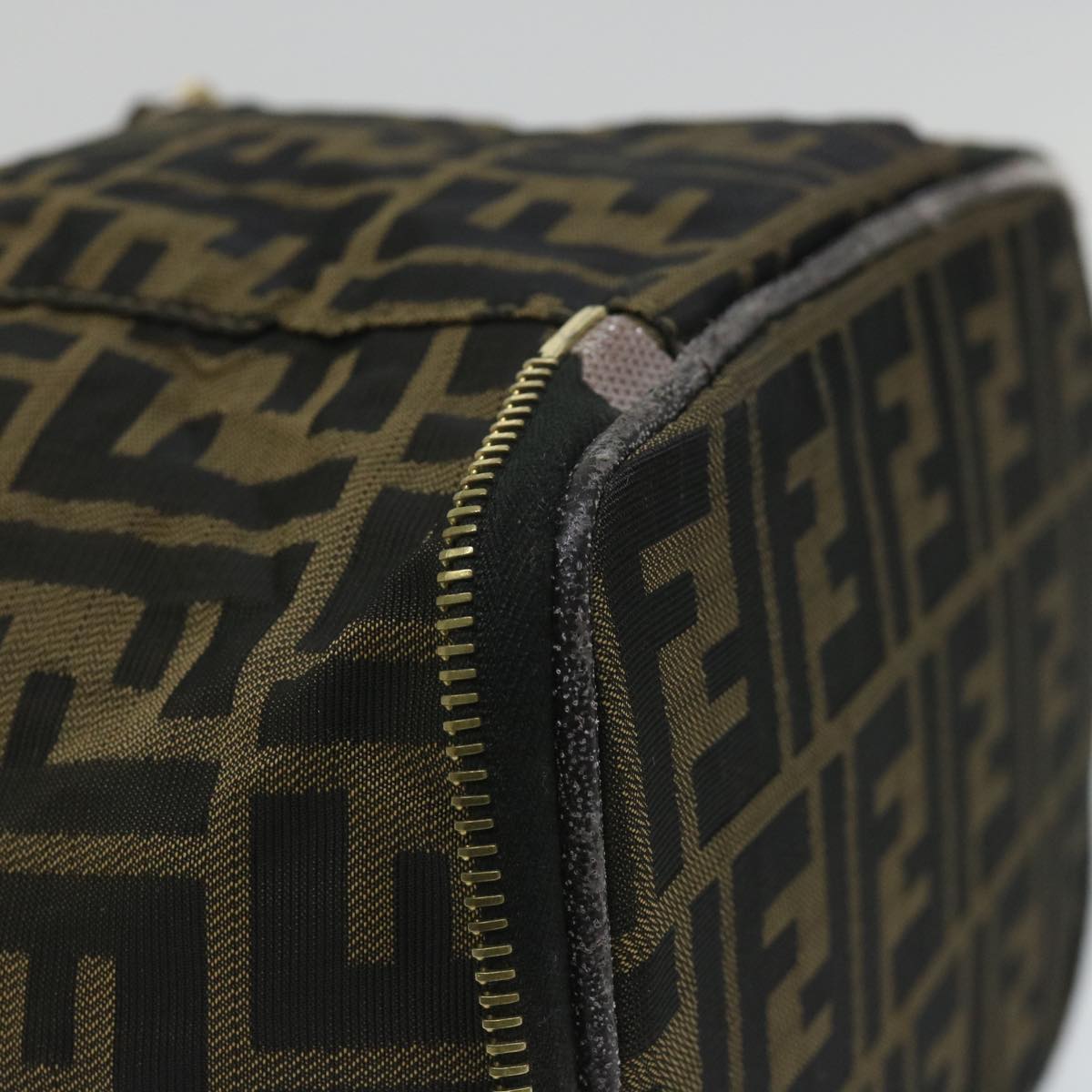 FENDI Zucca Canvas Vanity Cosmetic Pouch Black Brown yb401
