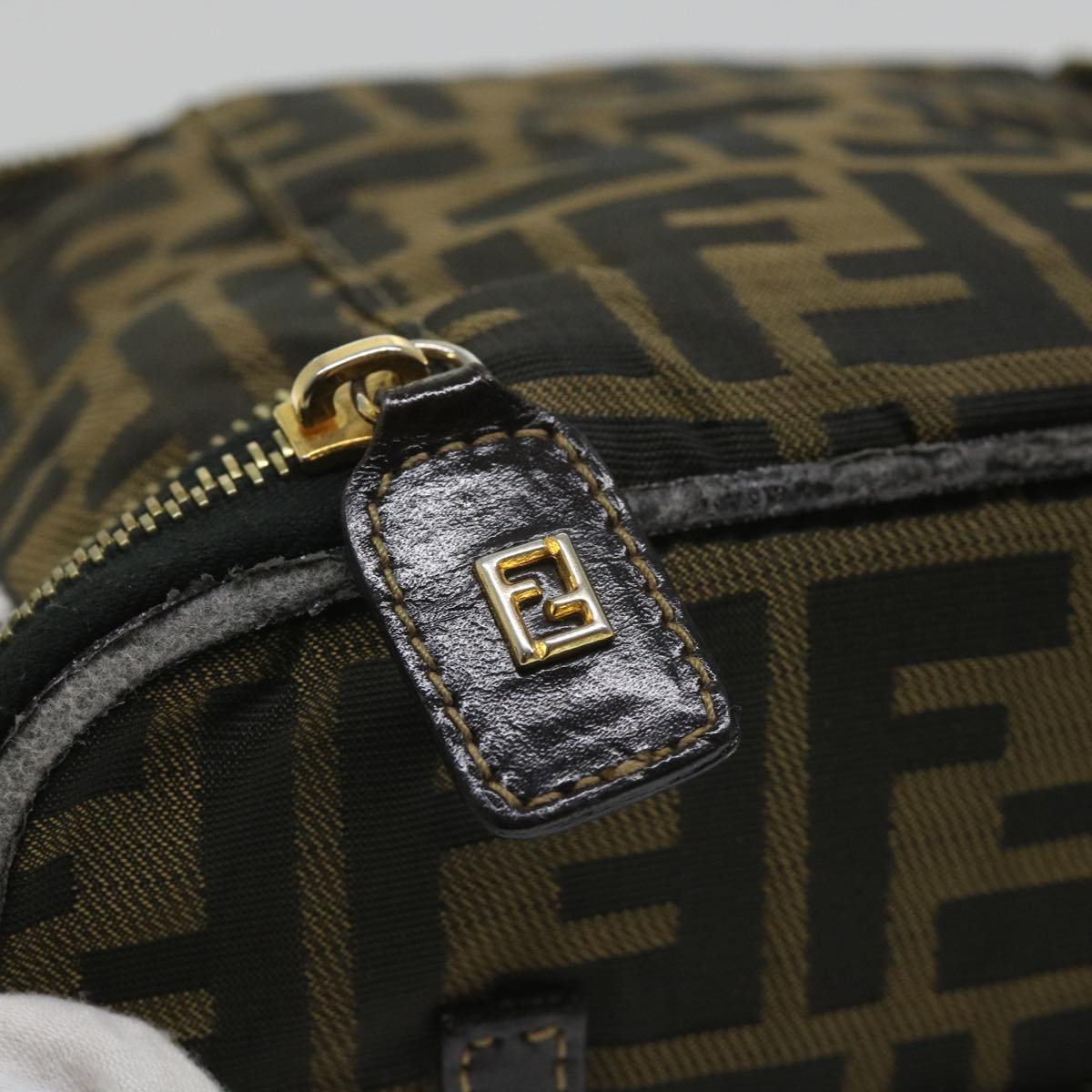 FENDI Zucca Canvas Vanity Cosmetic Pouch Black Brown yb401