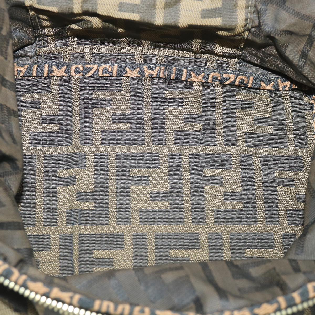 FENDI Zucca Canvas Vanity Cosmetic Pouch Black Brown yb401
