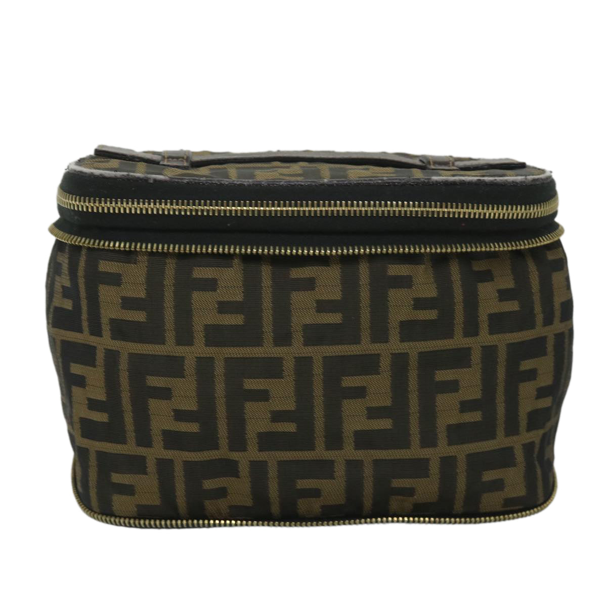 FENDI Zucca Canvas Vanity Cosmetic Pouch Black Brown yb401