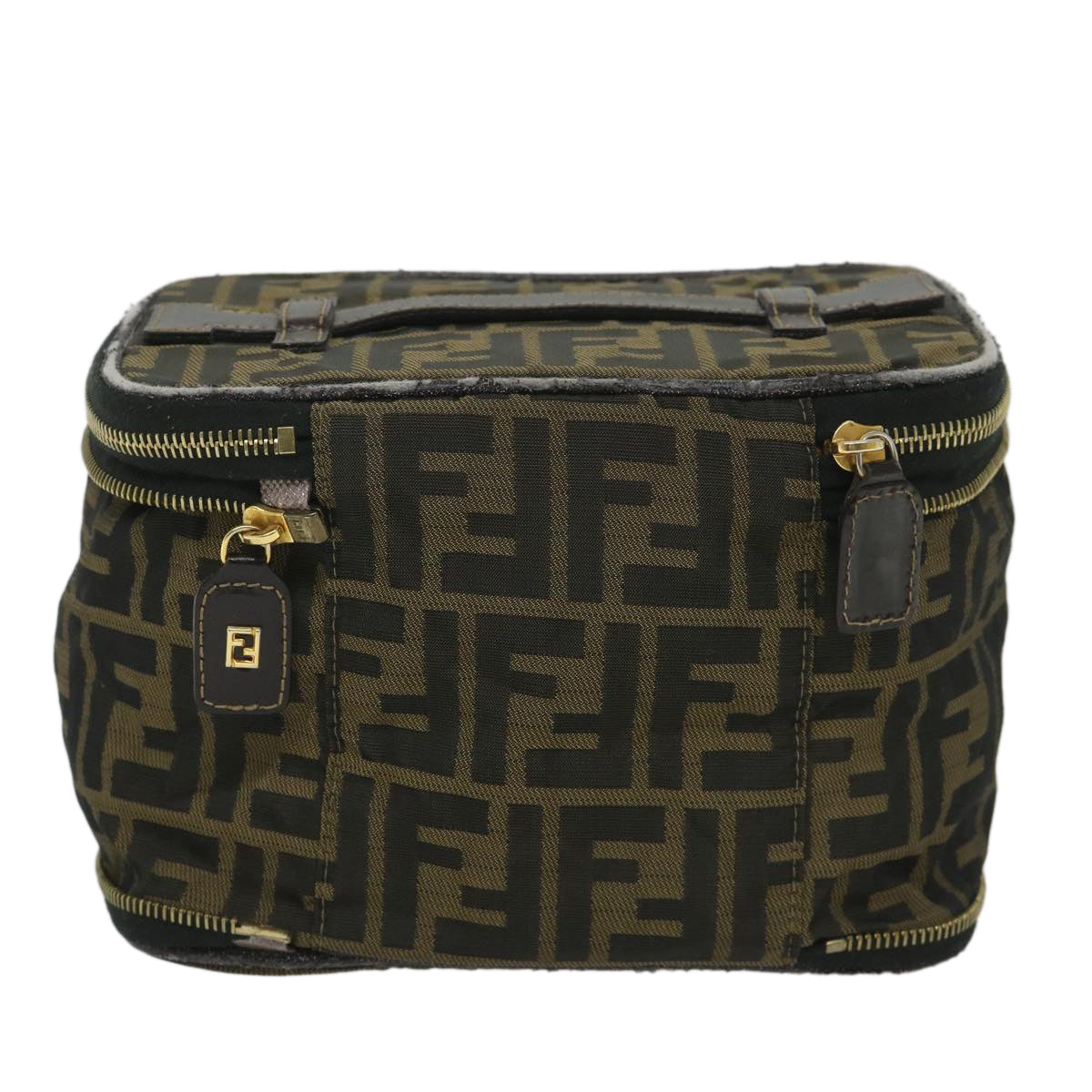 FENDI Zucca Canvas Vanity Cosmetic Pouch Black Brown yb401