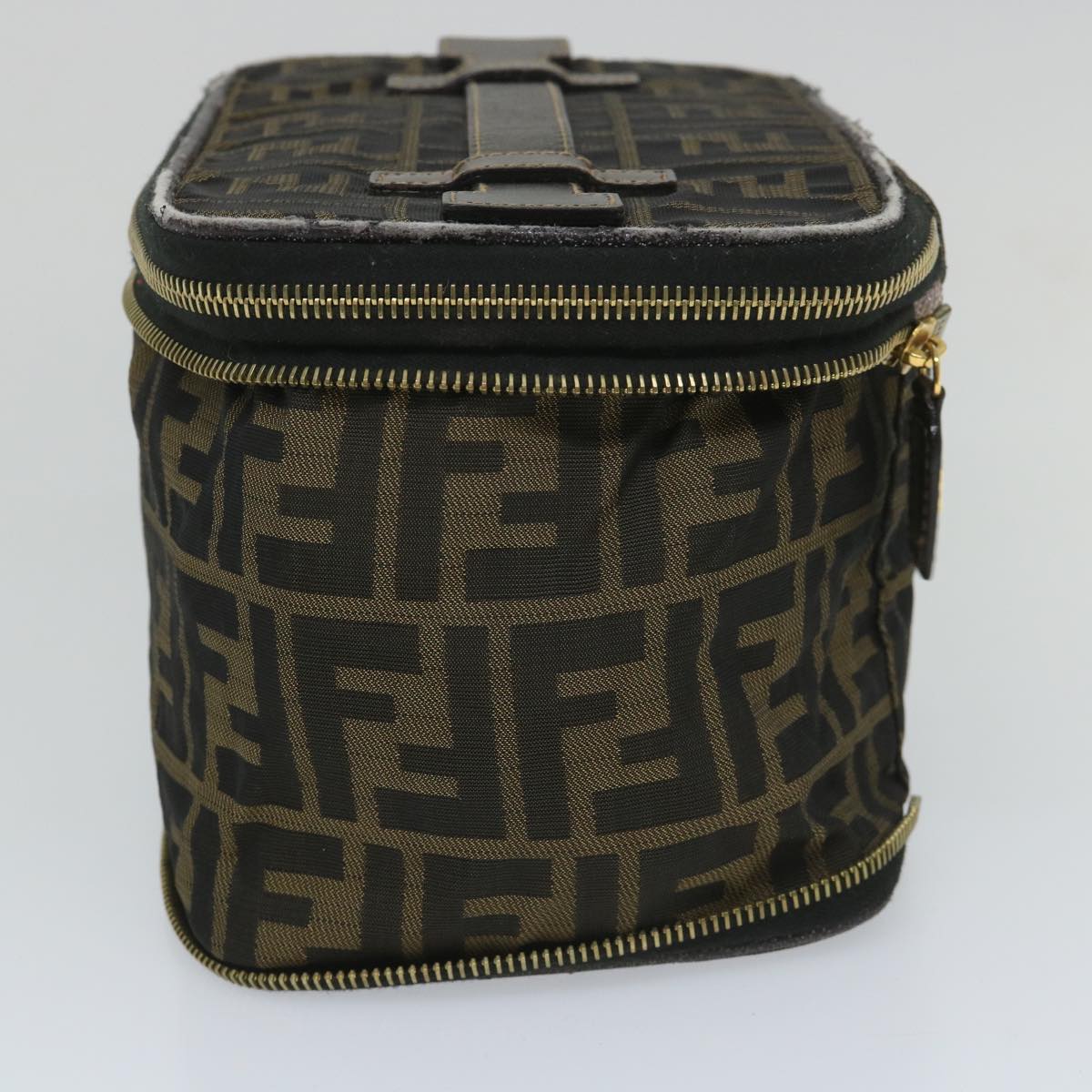 FENDI Zucca Canvas Vanity Cosmetic Pouch Black Brown yb401