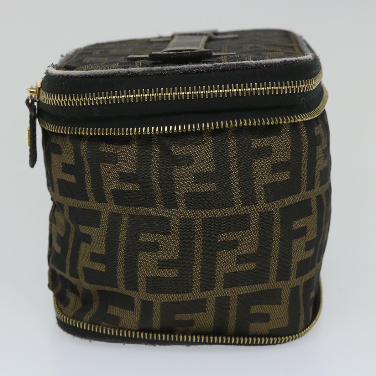 FENDI Zucca Canvas Vanity Cosmetic Pouch Black Brown yb401