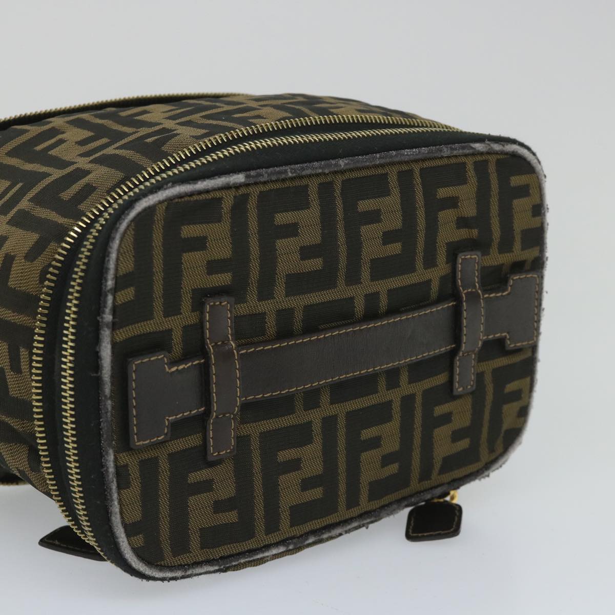 FENDI Zucca Canvas Vanity Cosmetic Pouch Black Brown yb401