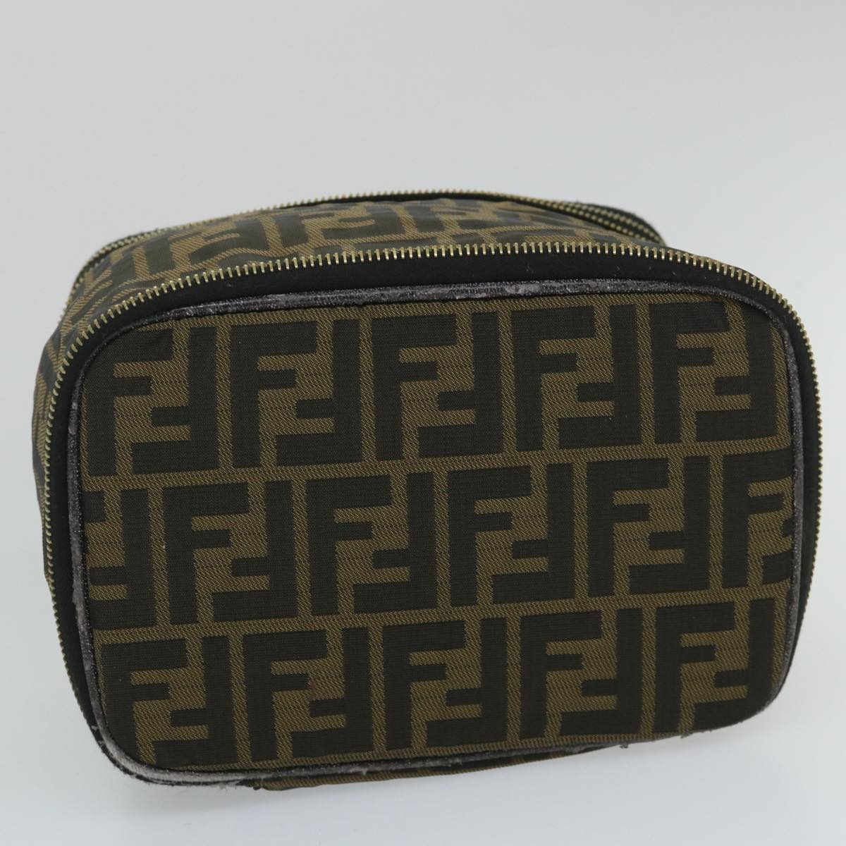 FENDI Zucca Canvas Vanity Cosmetic Pouch Black Brown yb401