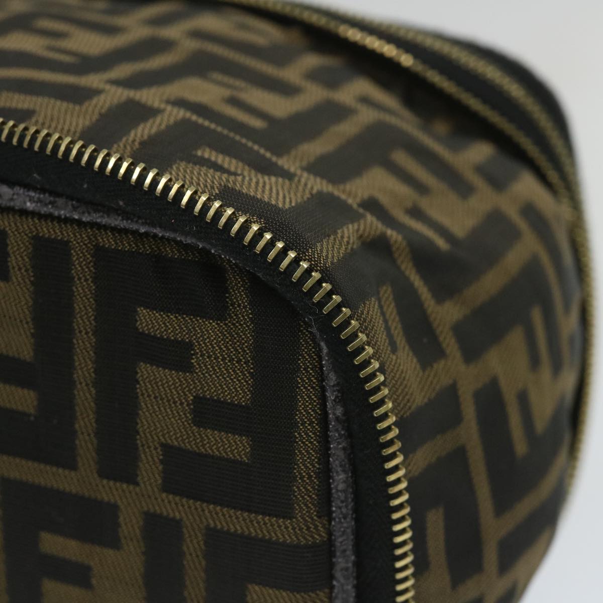 FENDI Zucca Canvas Vanity Cosmetic Pouch Black Brown yb401