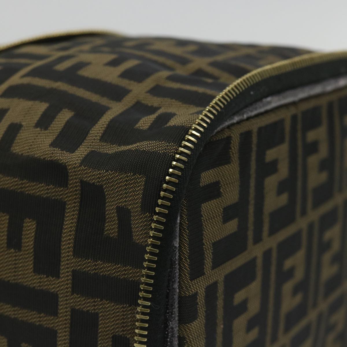 FENDI Zucca Canvas Vanity Cosmetic Pouch Black Brown yb401