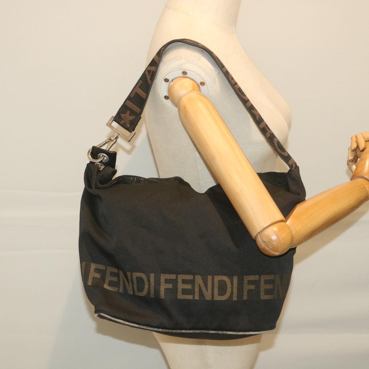 FENDI Shoulder Bag Nylon Black yb412