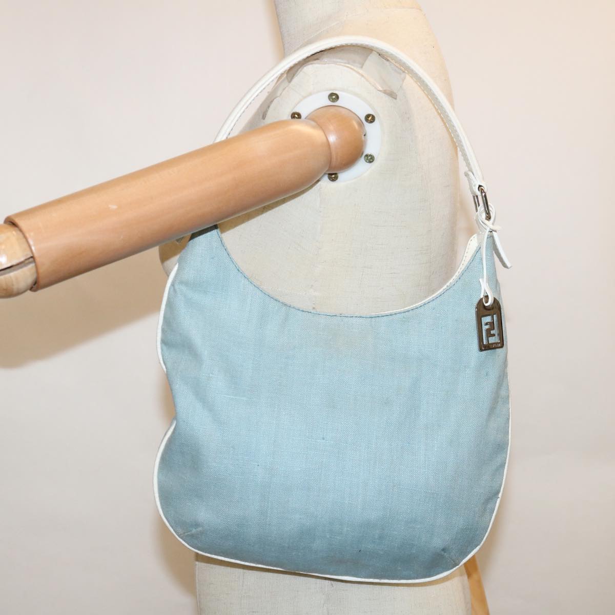 FENDI Shoulder Bag Canvas Light Blue yb467