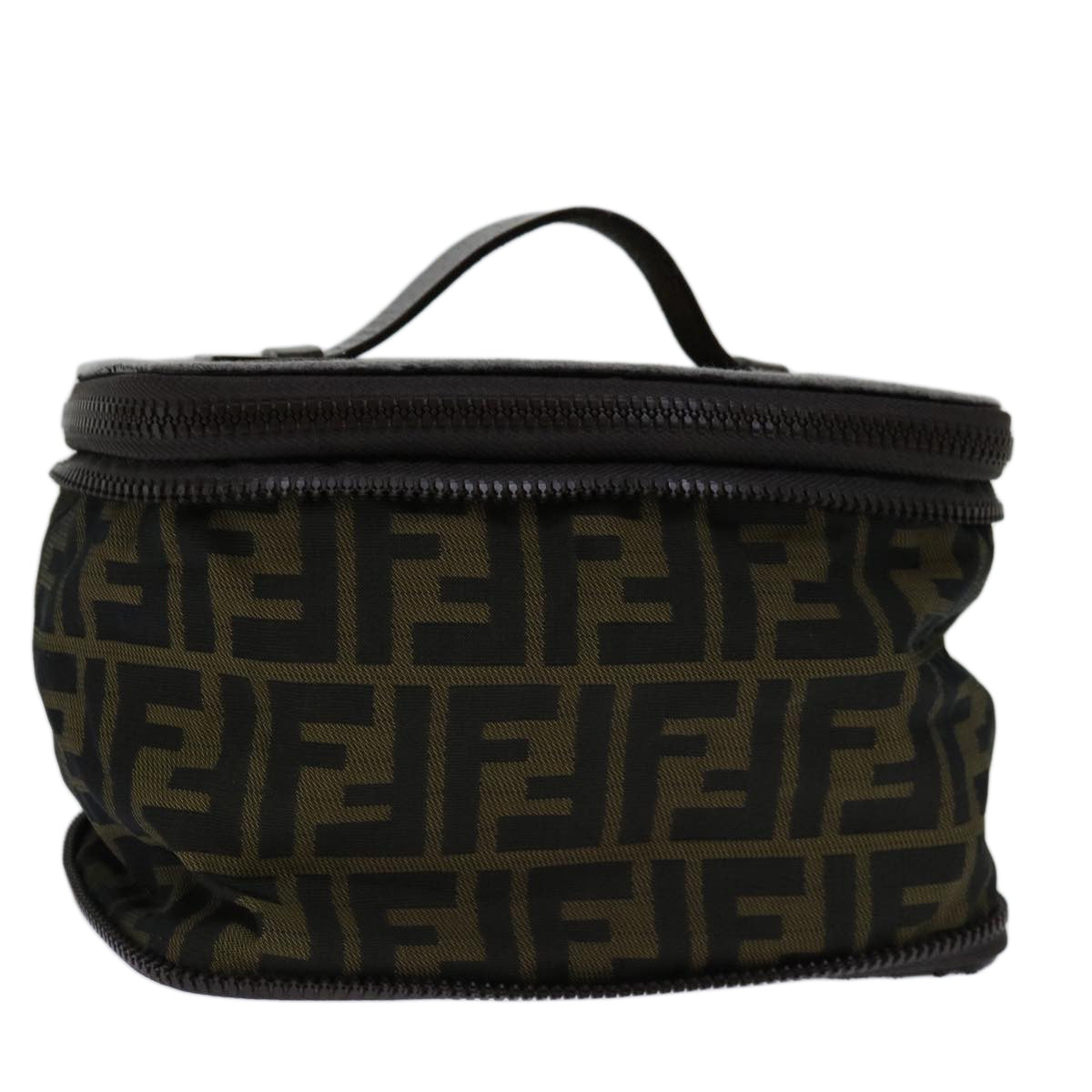 FENDI Zucca Canvas Vanity Hand Bag Brown Black