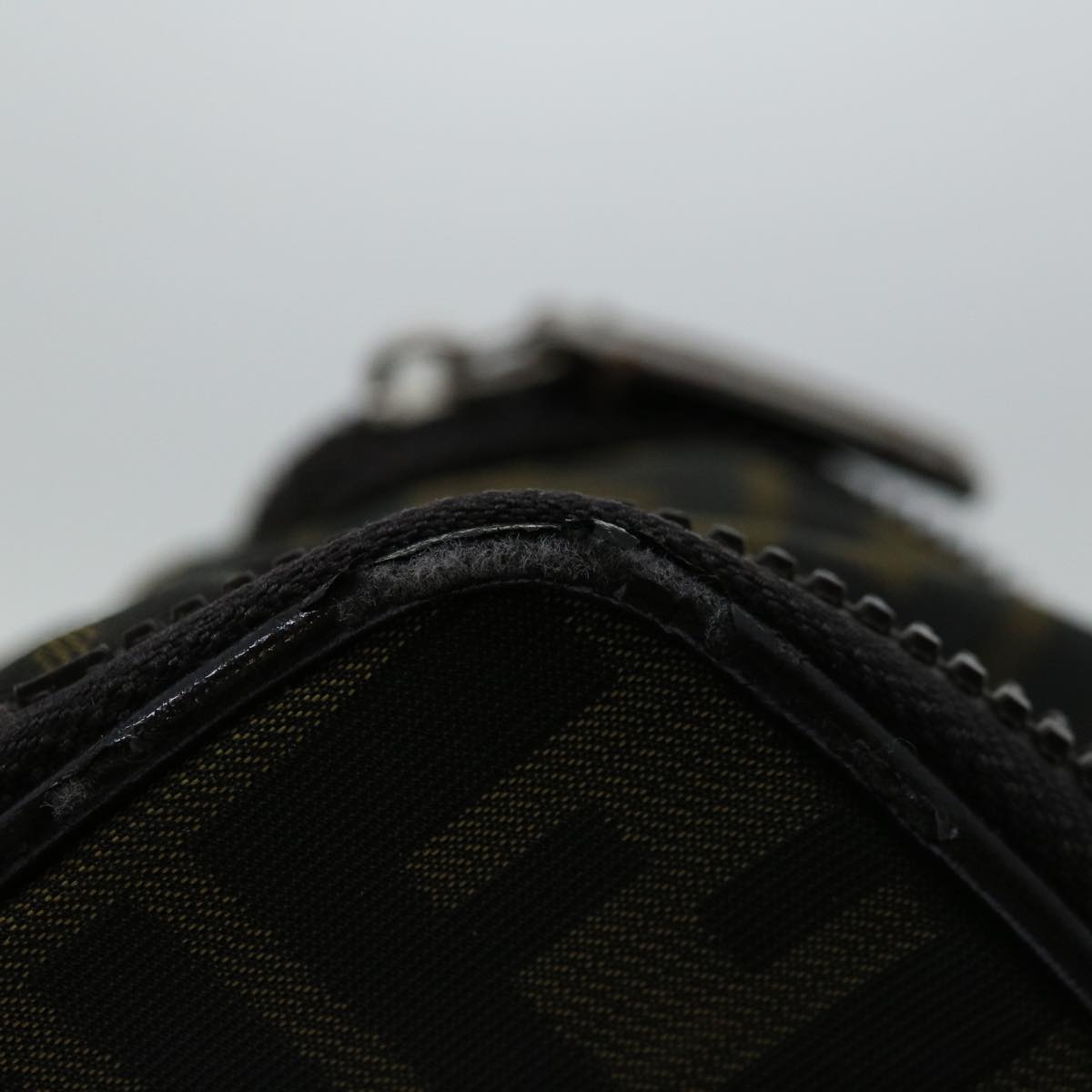 FENDI Zucca Canvas Vanity Hand Bag Brown Black