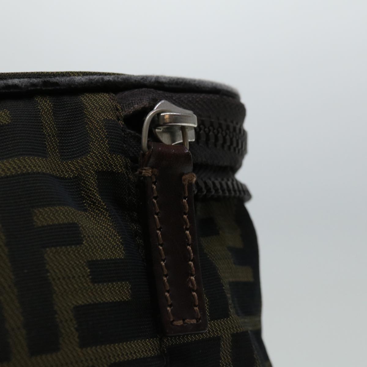 FENDI Zucca Canvas Vanity Hand Bag Brown Black