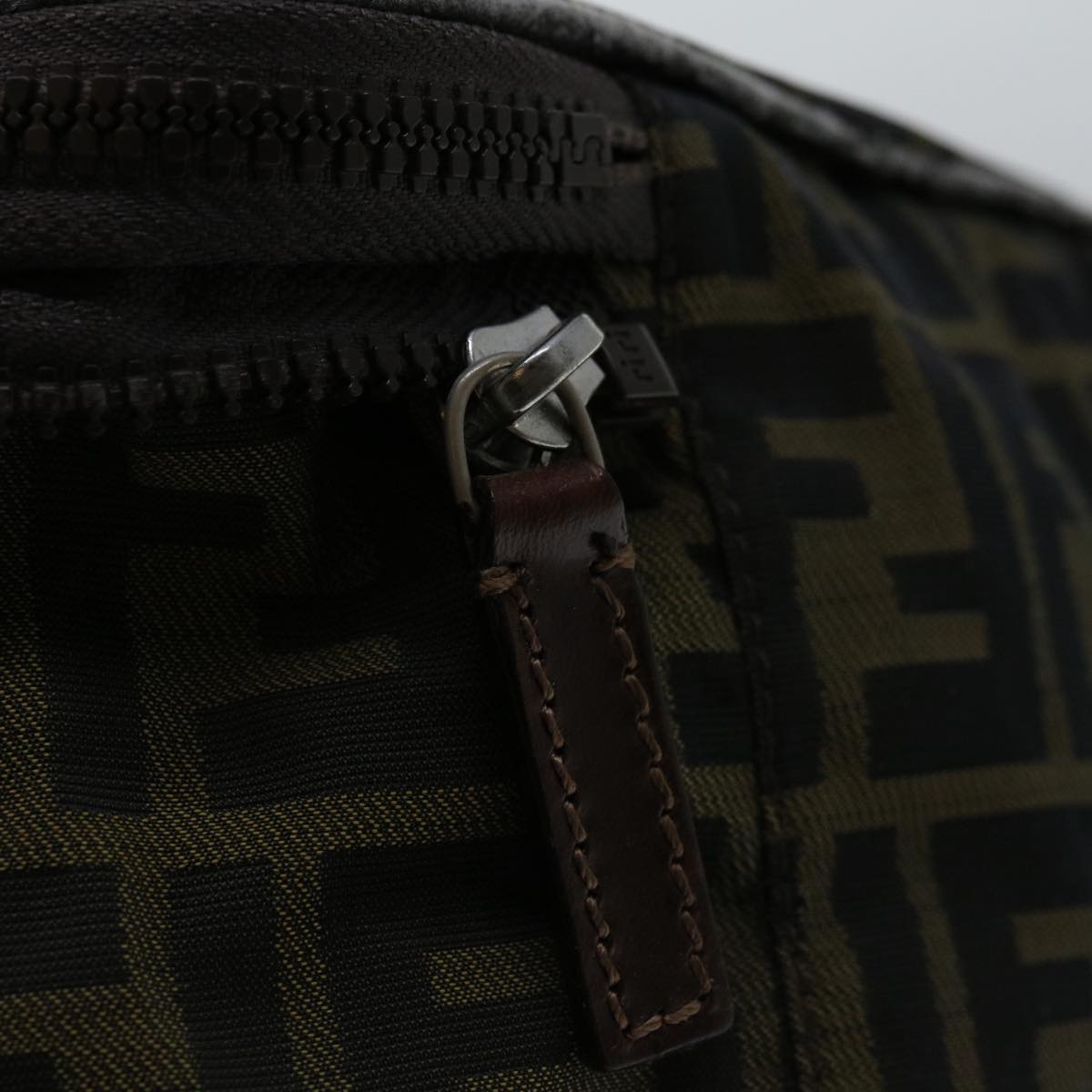 FENDI Zucca Canvas Vanity Hand Bag Brown Black