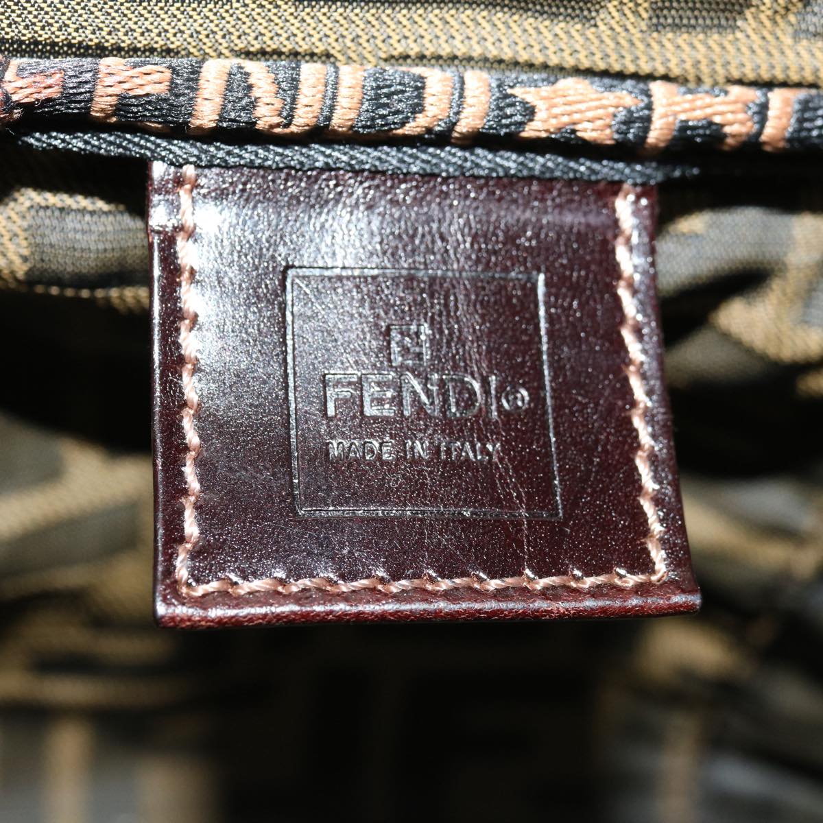 FENDI Zucca Canvas Vanity Hand Bag Brown Black