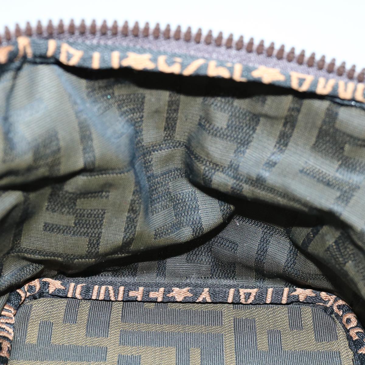 FENDI Zucca Canvas Vanity Hand Bag Brown Black