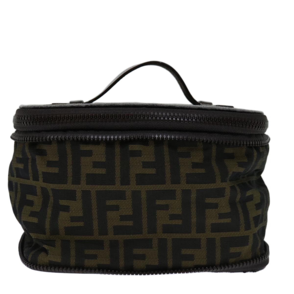 FENDI Zucca Canvas Vanity Hand Bag Brown Black