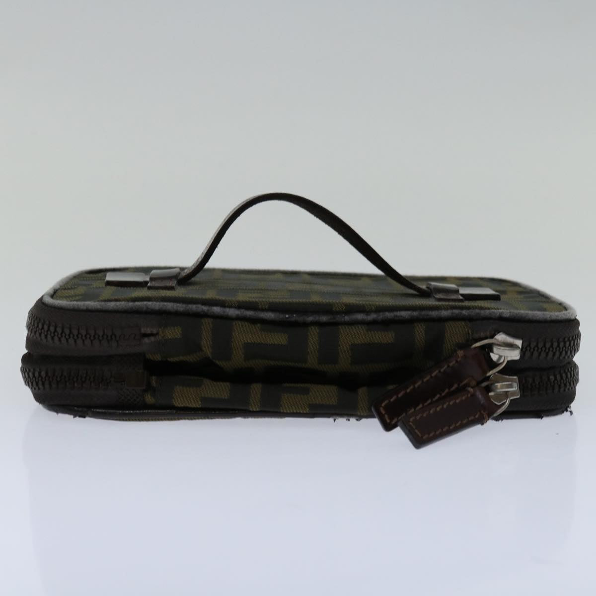 FENDI Zucca Canvas Vanity Hand Bag Brown Black