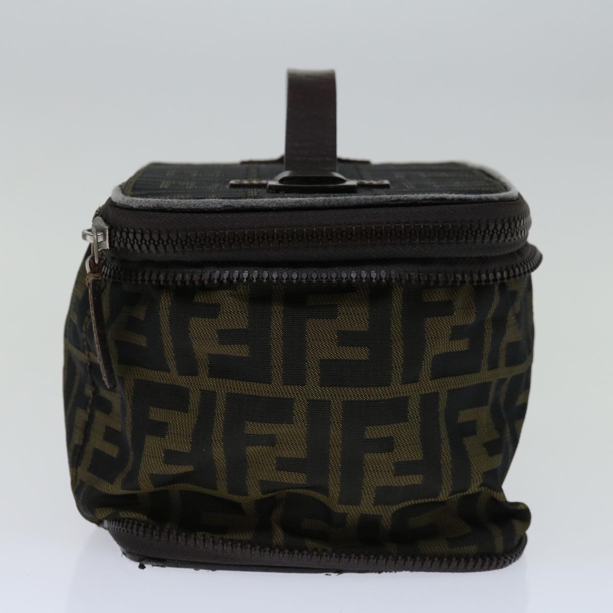 FENDI Zucca Canvas Vanity Hand Bag Brown Black