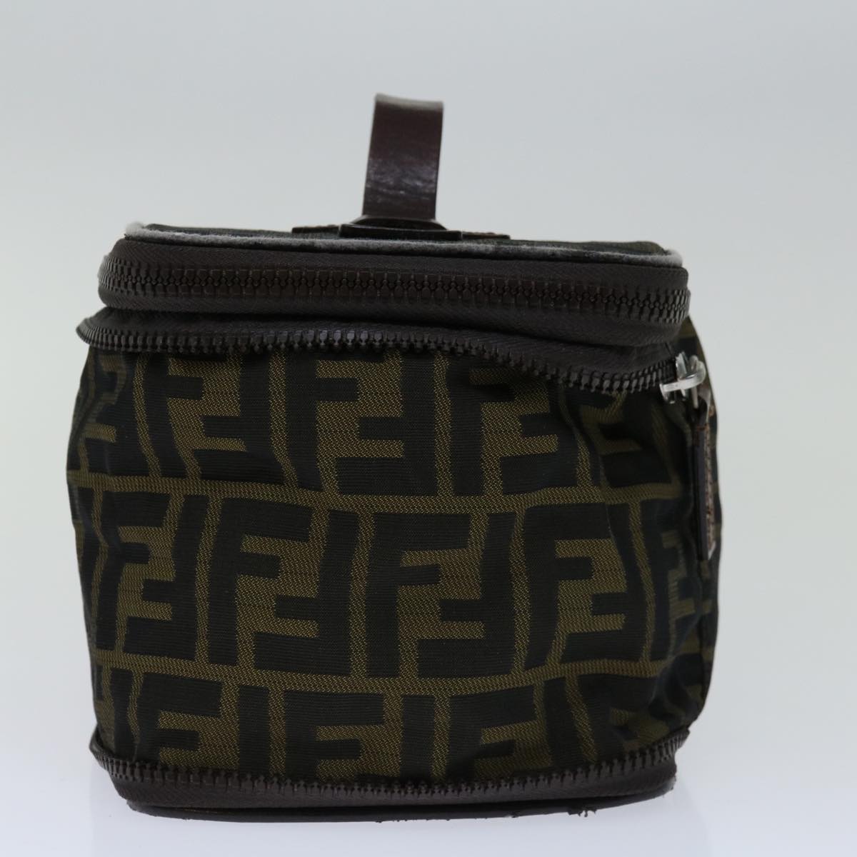 FENDI Zucca Canvas Vanity Hand Bag Brown Black
