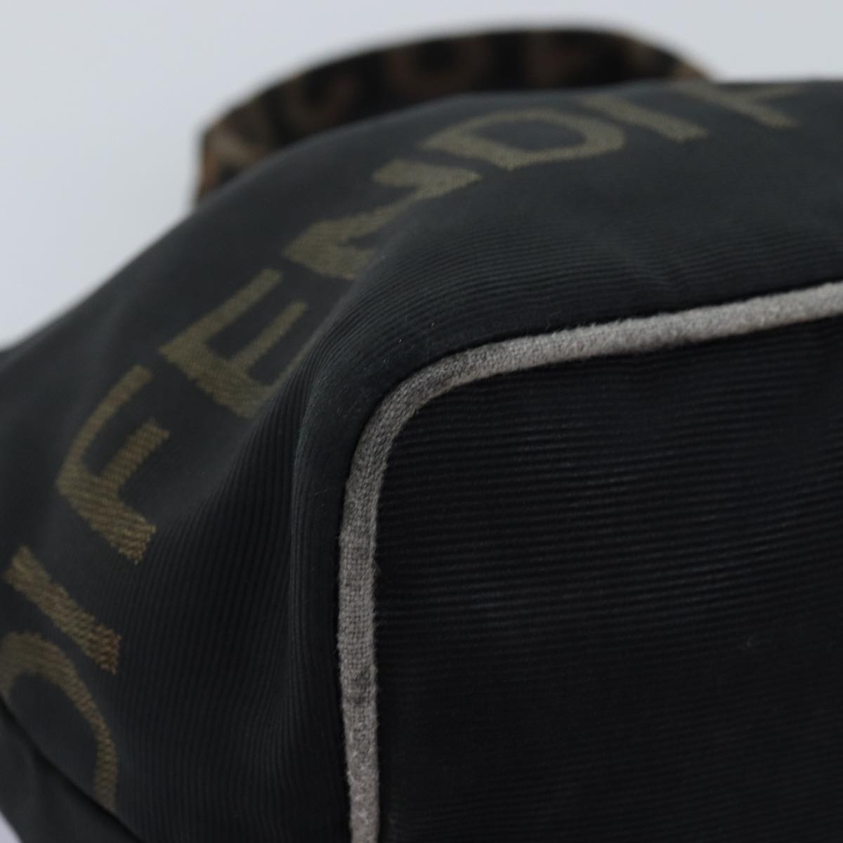 FENDI Hand Bag Canvas Black yb555