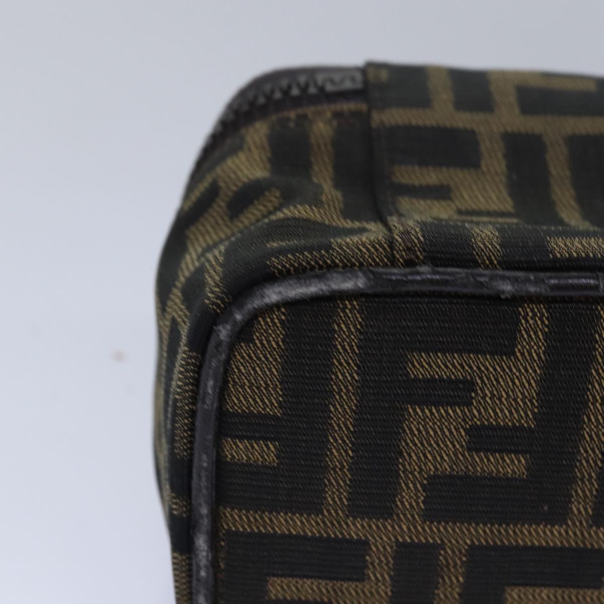 FENDI Zucca Canvas Vanity Pouch Brown Black yb585