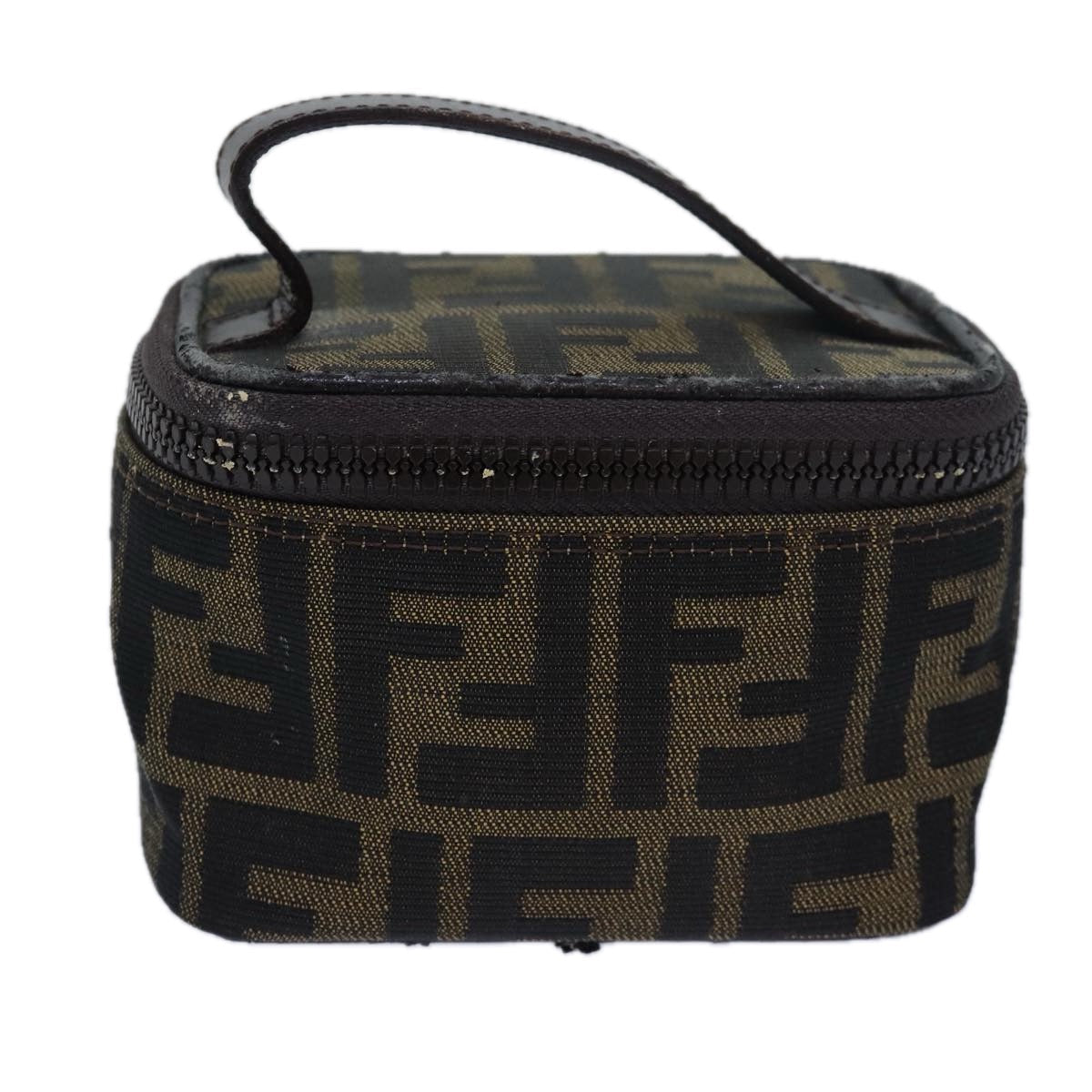 FENDI Zucca Canvas Vanity Pouch Brown Black yb585