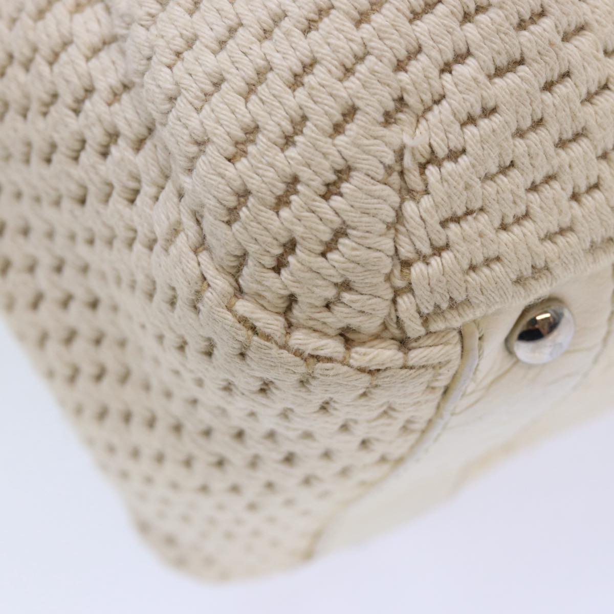 CHANEL Hand Bag Canvas Leather Beige CC yb619