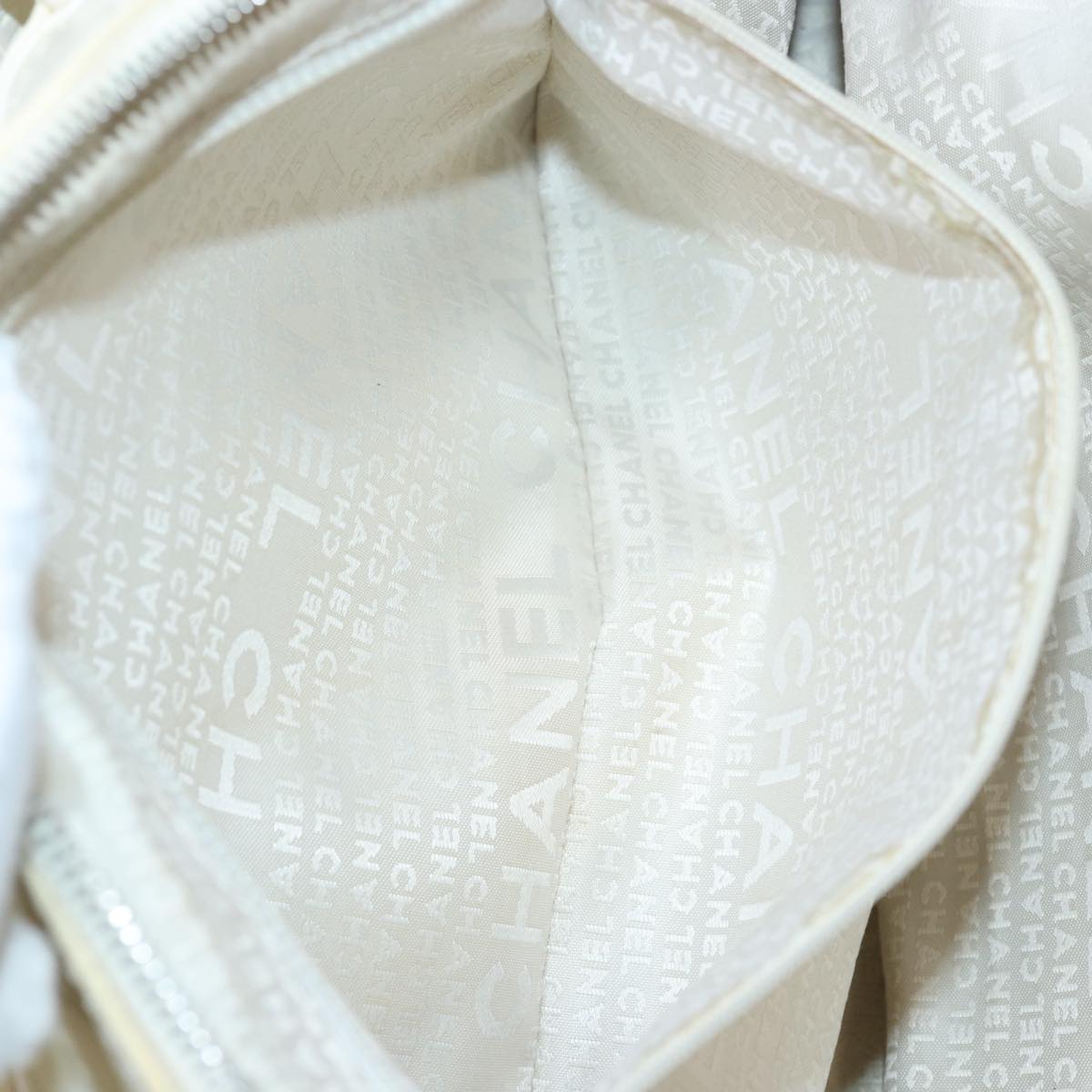 CHANEL Hand Bag Canvas Leather Beige CC yb619