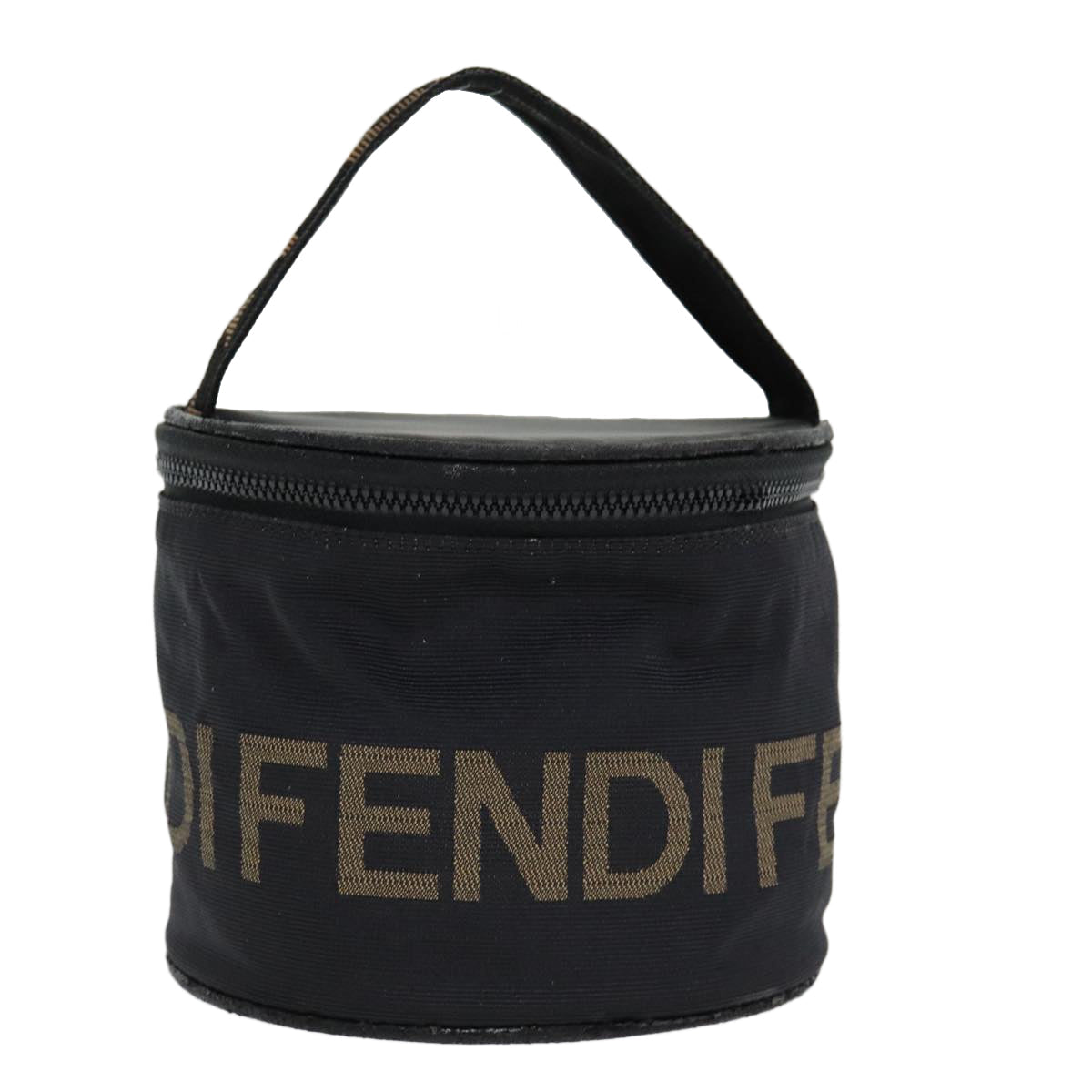 FENDI Hand Bag Canvas Brown Black yb646