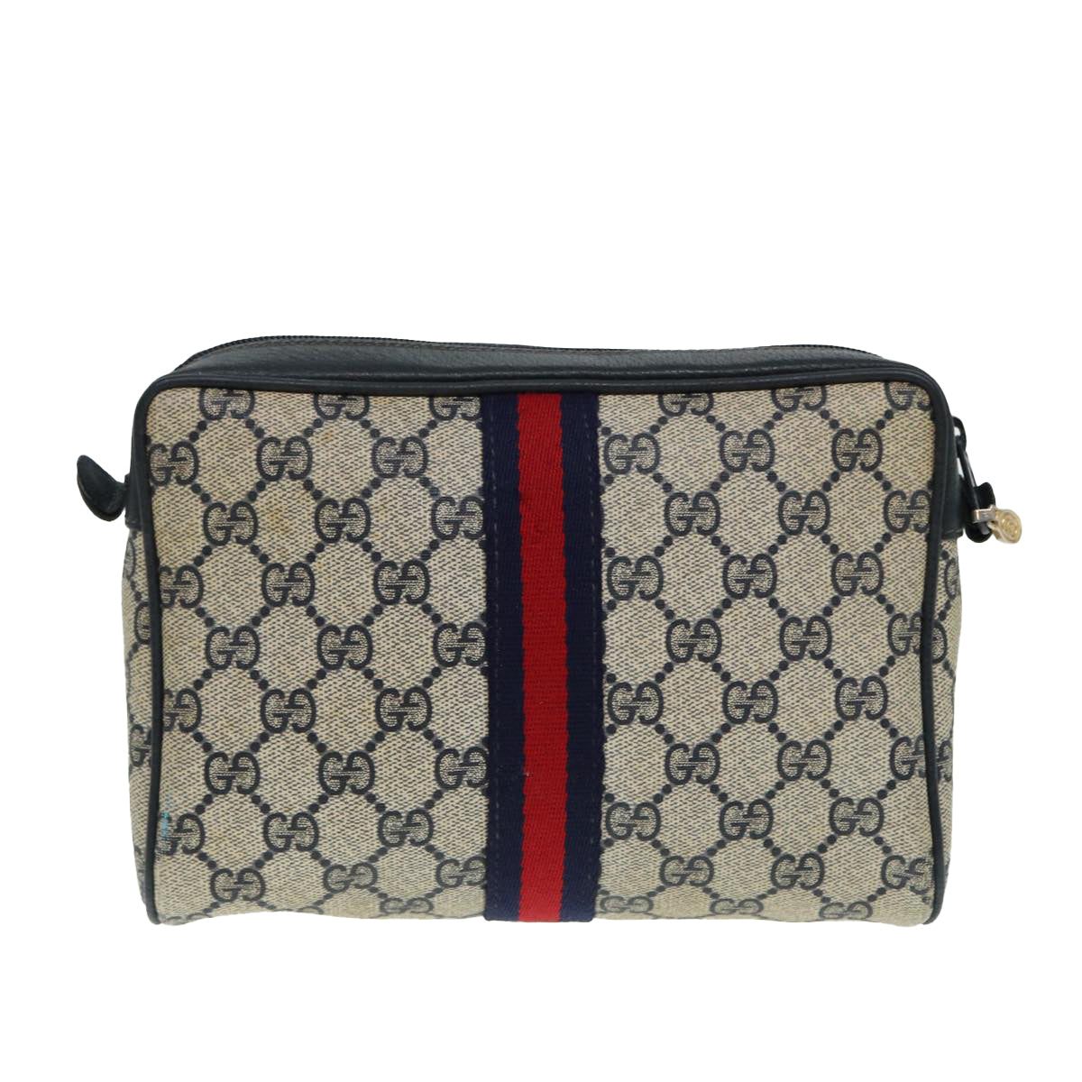 GUCCI GG Supreme Sherry Line Clutch Bag PVC Red Navy yb662