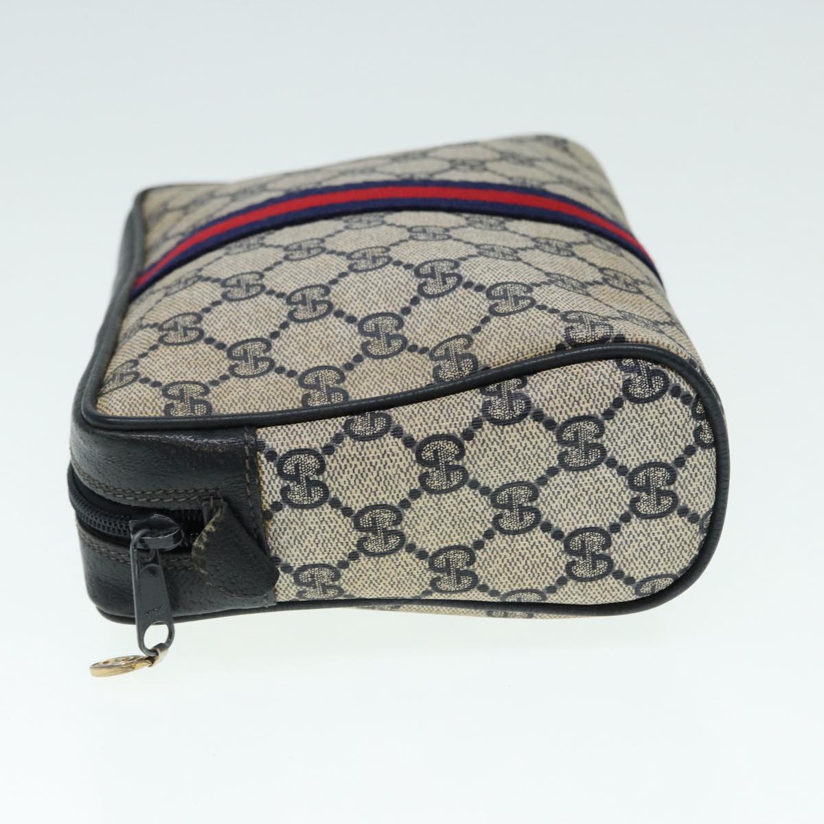 GUCCI GG Supreme Sherry Line Clutch Bag PVC Red Navy yb662