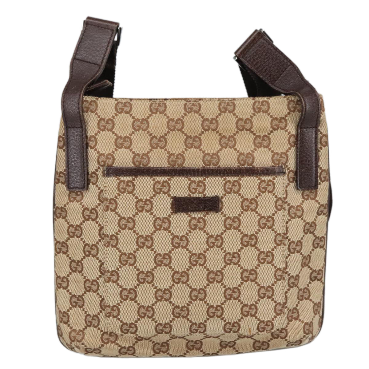 GUCCI GG Canvas Shoulder Bag Beige Silver 122793 yb709