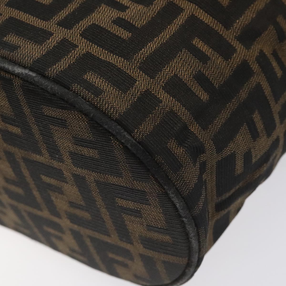 FENDI Zucca Canvas Vanity Hand Bag Brown Black yb723