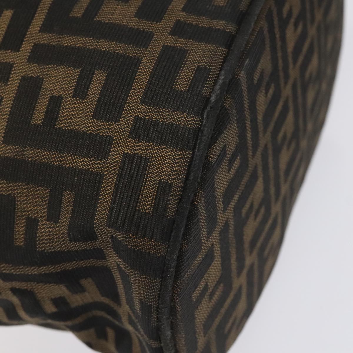 FENDI Zucca Canvas Vanity Hand Bag Brown Black yb723