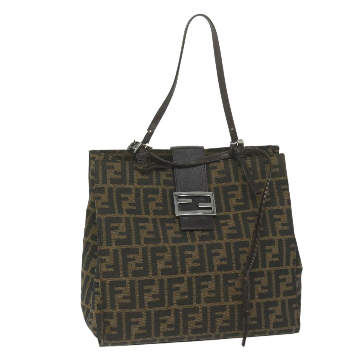 FENDI Zucca Canvas Tote Bag Black Brown yk10059