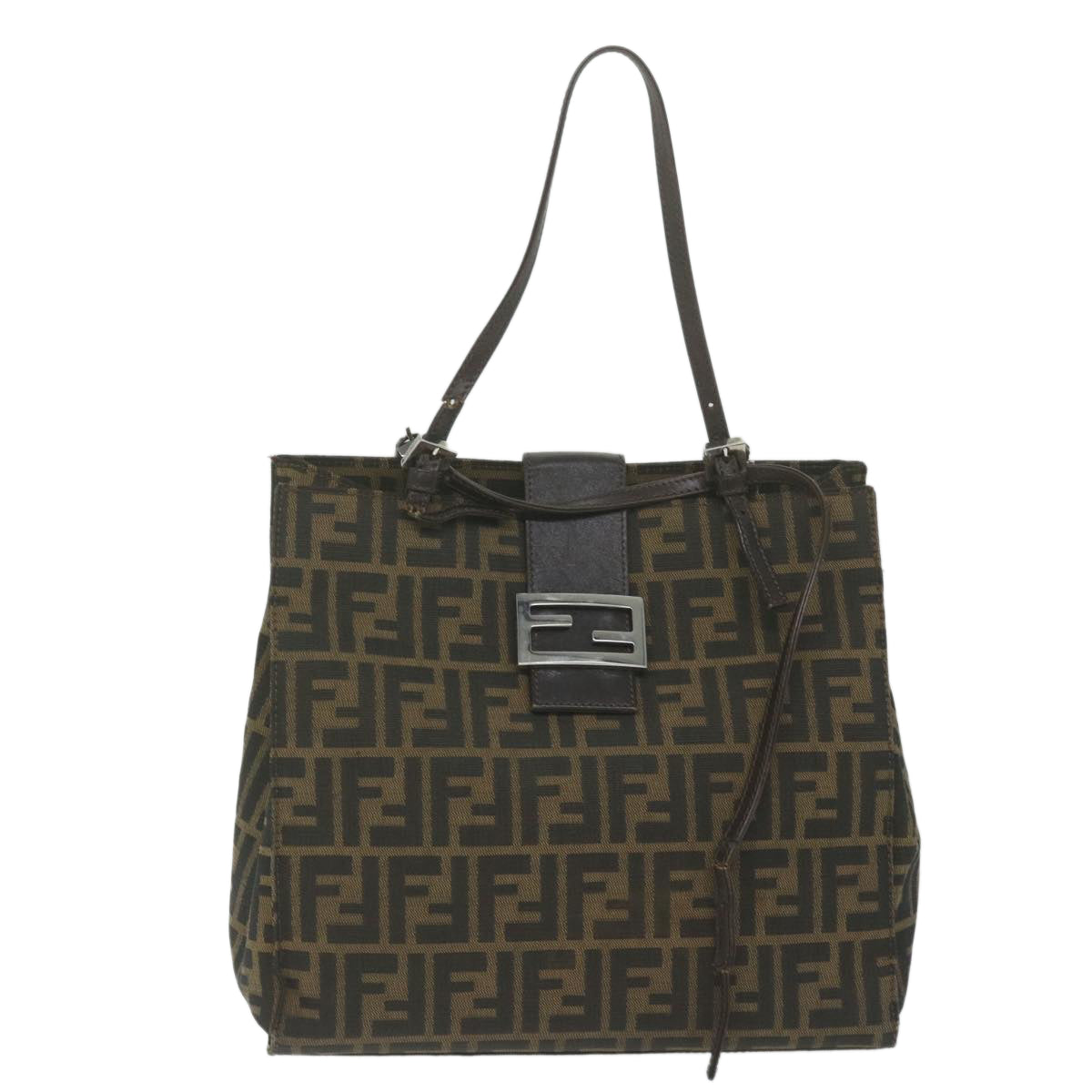 FENDI Zucca Canvas Tote Bag Black Brown yk10059