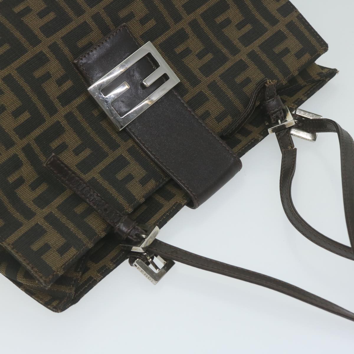 FENDI Zucca Canvas Tote Bag Black Brown yk10059