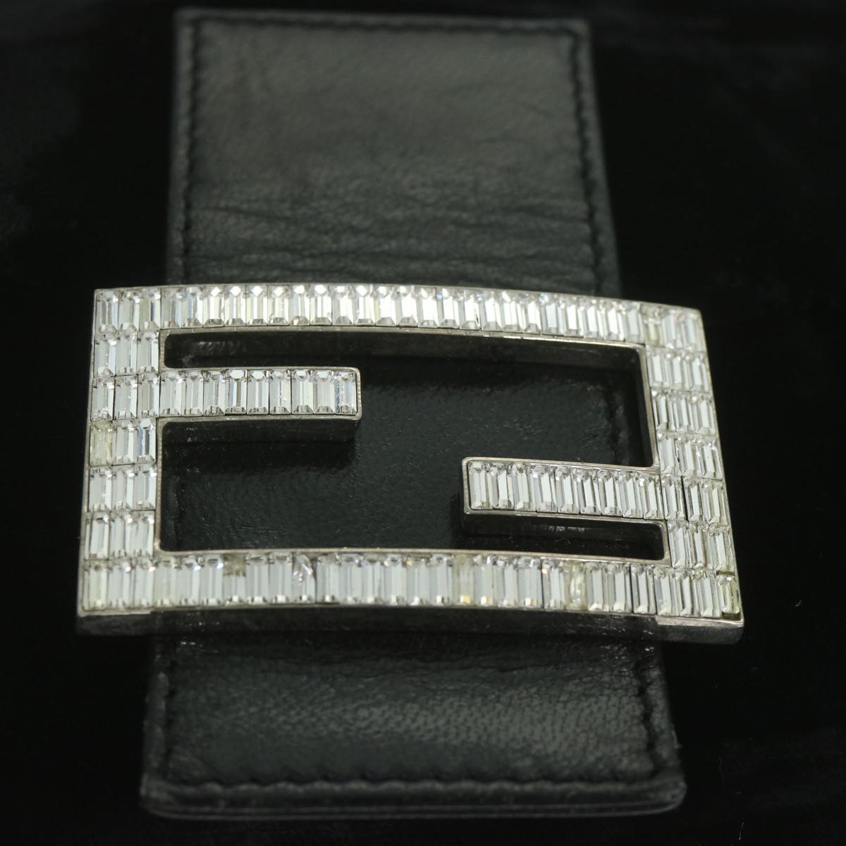FENDI Mamma Baguette Shoulder Bag Velor Black yk10069