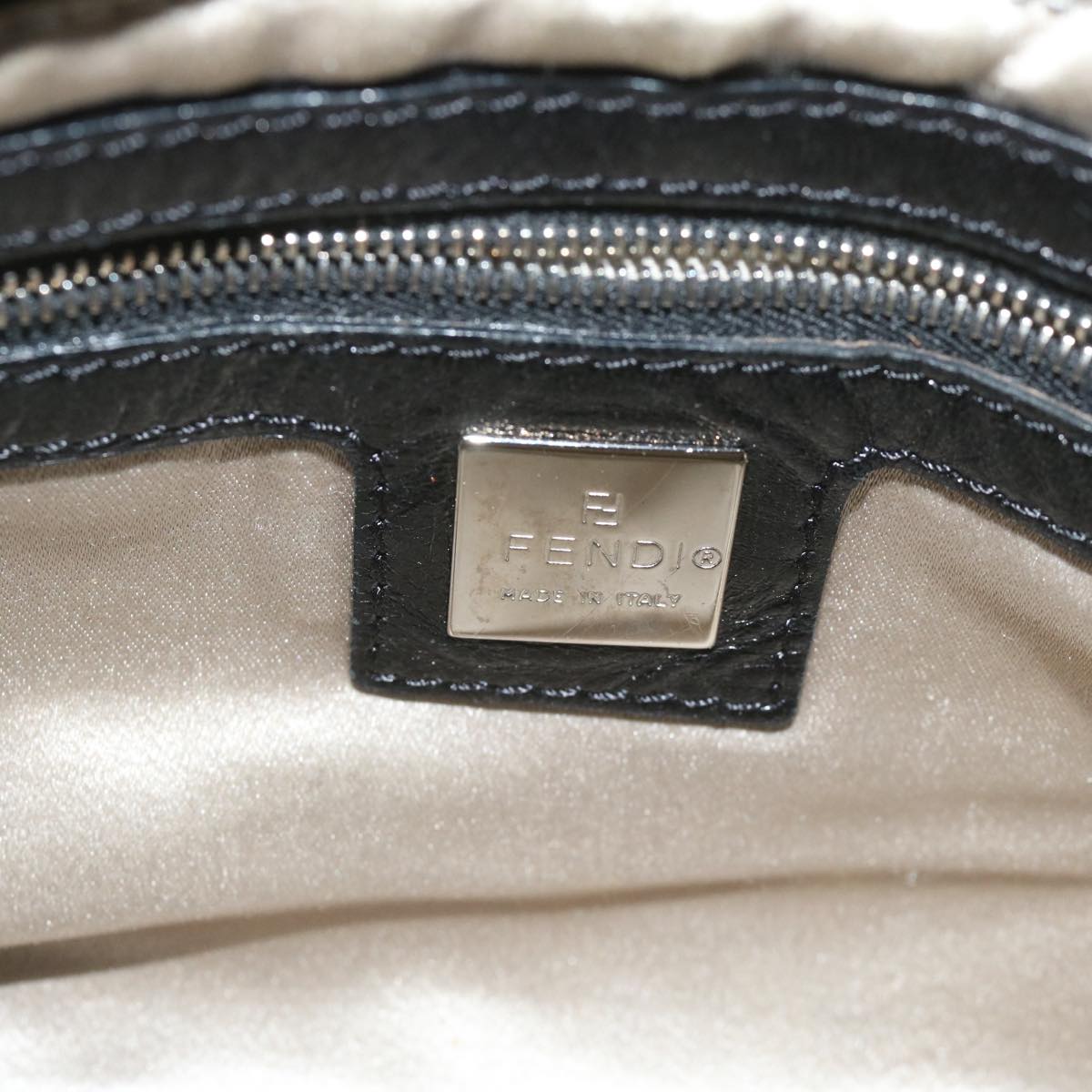 FENDI Mamma Baguette Shoulder Bag Velor Black yk10069