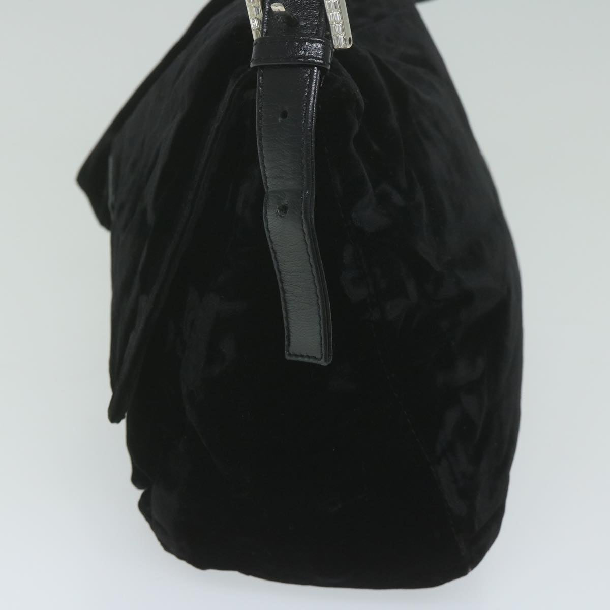 FENDI Mamma Baguette Shoulder Bag Velor Black yk10069