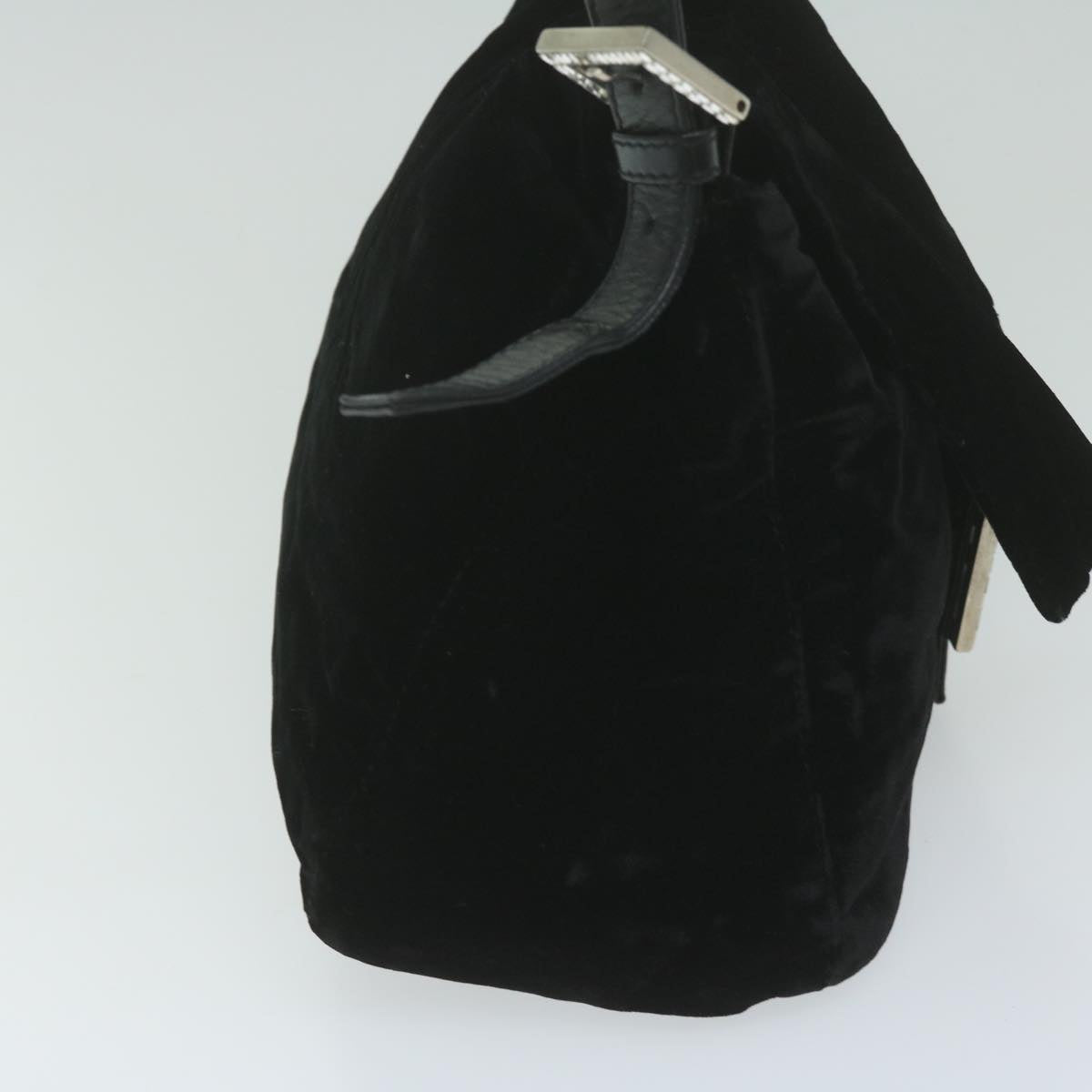 FENDI Mamma Baguette Shoulder Bag Velor Black yk10069